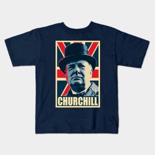 Winston Churhill Union Jack Propaganda Pop Art Kids T-Shirt